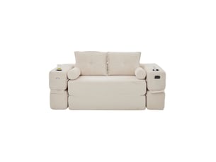 Canapé droit compressé convertible <strong>MODENVIE</strong> <strong></strong> 2 places Velours côtelé beige