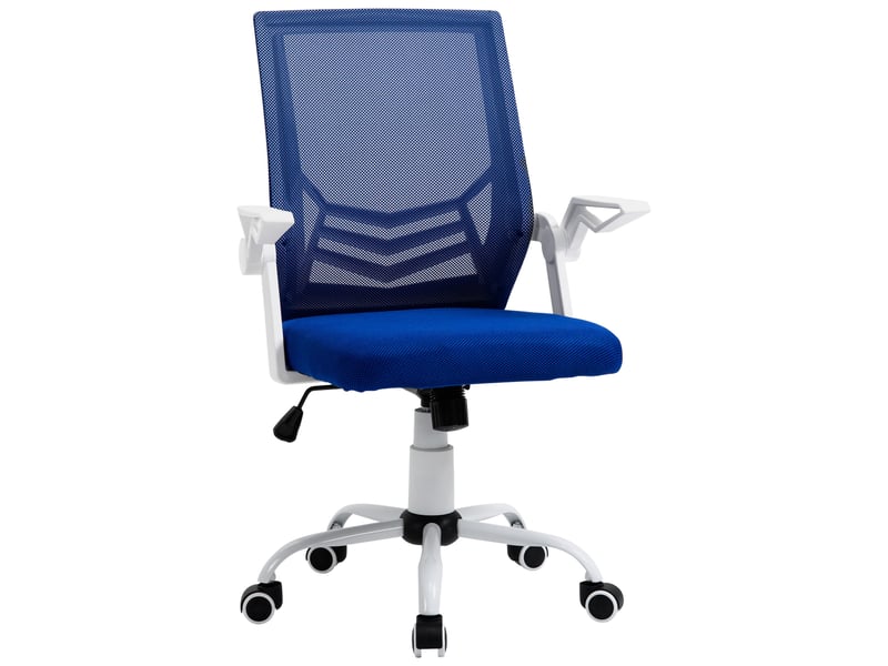 Chaise de bureau ergonomique, soutien lombaire, accoudoirs rabattables, maille respirante, dossier inclinable, réglable, 120 kg, bleue - Conforama A