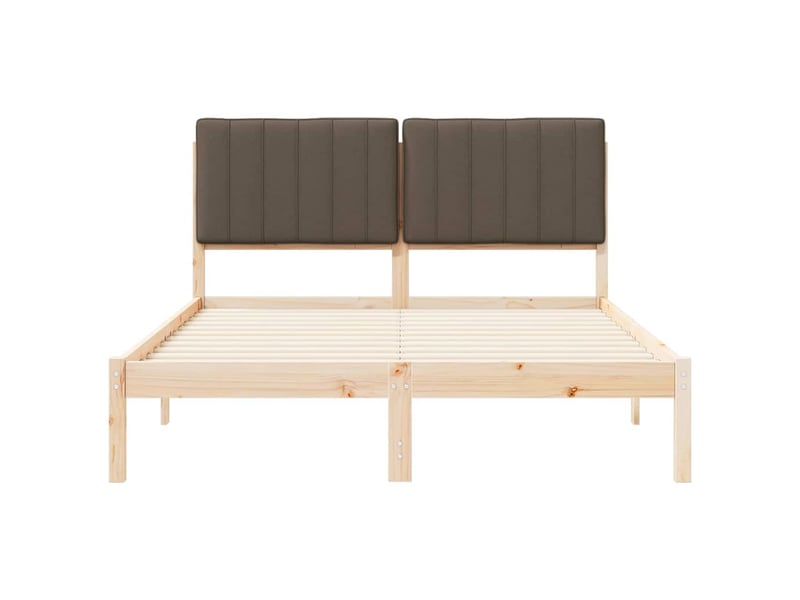  Lit double- lit adulte -  cadre de lit avec tête de lit rembourrée taupe 135 x 190 cm  - Conforama D