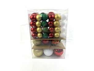 Kit de 60 boules de noël rena en plastique décorées