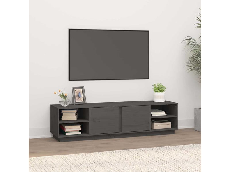  Meuble tv - banc tv - meuble de rangement gris 156x40x40 cm bois de pin massif  - Conforama B