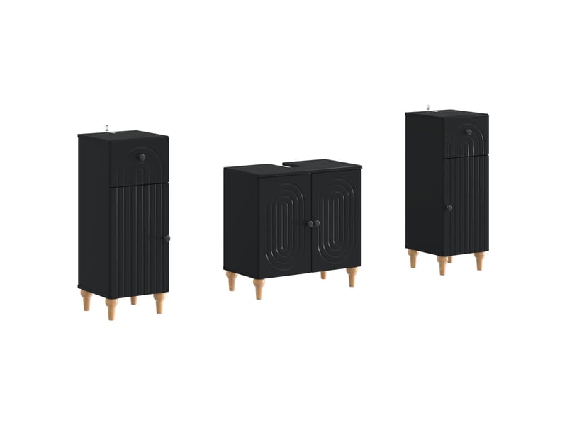 Ensemble de meuble de salle de bain 3 pièces alkmaar noir cf63305 - Conforama A