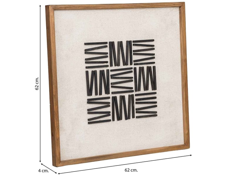 Tableau en bois recyclé fait main relief noir et blanc 62x4x62 cm h - Conforama C