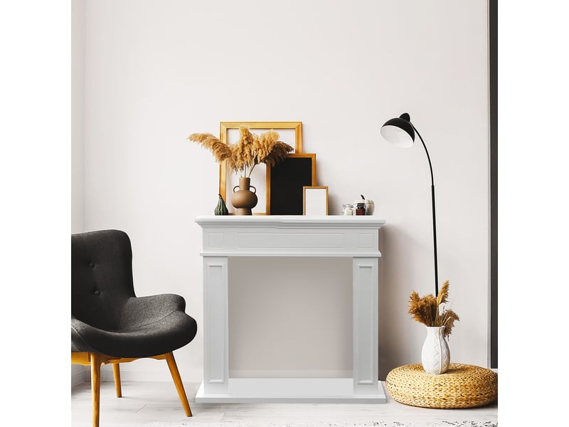 Jefferson - cadre de cheminée 89,5 x 90,5 x 28 cm, revêtement décoratif en mdf blanc  - Conforama B
