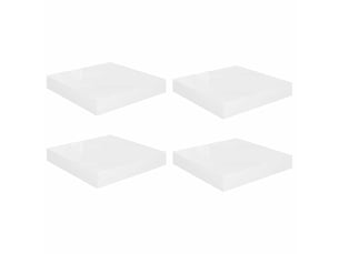 Lot de 4 étagères flottantes, étagères murales blanc brillant 23x23,5x3,8cm mdf cf42270