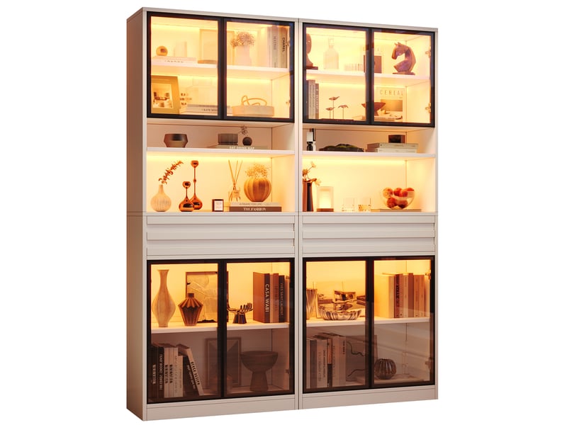  Vitrine 160x35x200 cm éclairage led rgb mdf blanc  - Conforama A