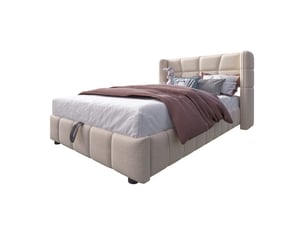 Lit coffre 90x200 cm <strong>OKMYHOME</strong> <strong></strong> coloris beige