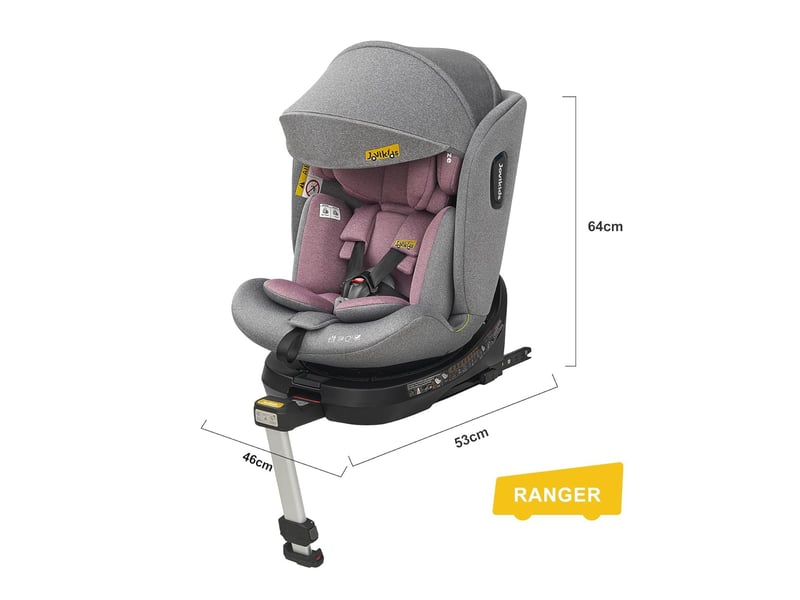  Siège auto enfant pivotant 360 degrés 40 à 150 cm rose et gris, tissu et polypropylène avec isofix  - Conforama C