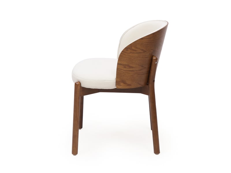  Lot de 6 chaises de salle à manger en bois massif, placage frêne, noyer, tissu lin  - Conforama D