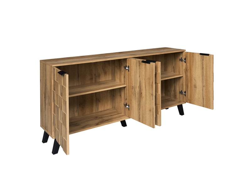  Buffet 4 portes avec étagères réglables pour salon en panneaux de particules 160,5×35,5×78 cm bois  - Conforama D