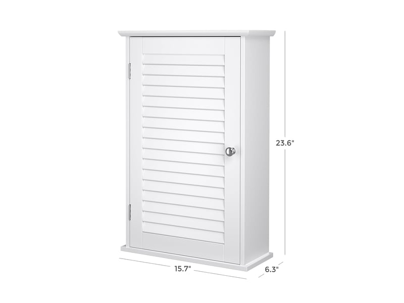 Meuble mural meuble de rangement suspendu pour salle de bains armoire à pharmacie avec étagère réglable et porte à persienne 40 x 16 x 60 cm blanc 12_0006517  - Conforama E