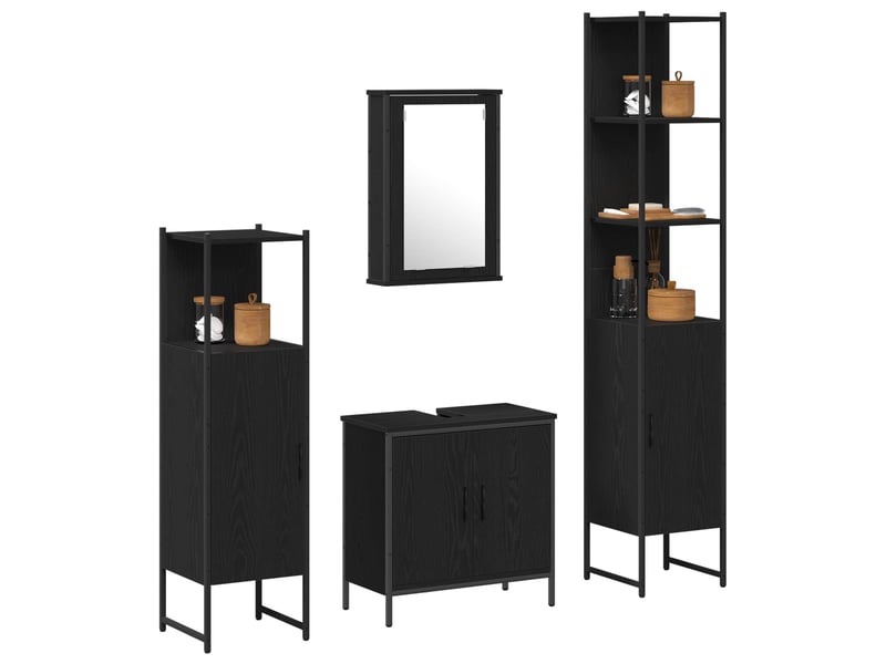 Ensemble de mobilier de salle de bain 4 pc noir cf64533  - Conforama C