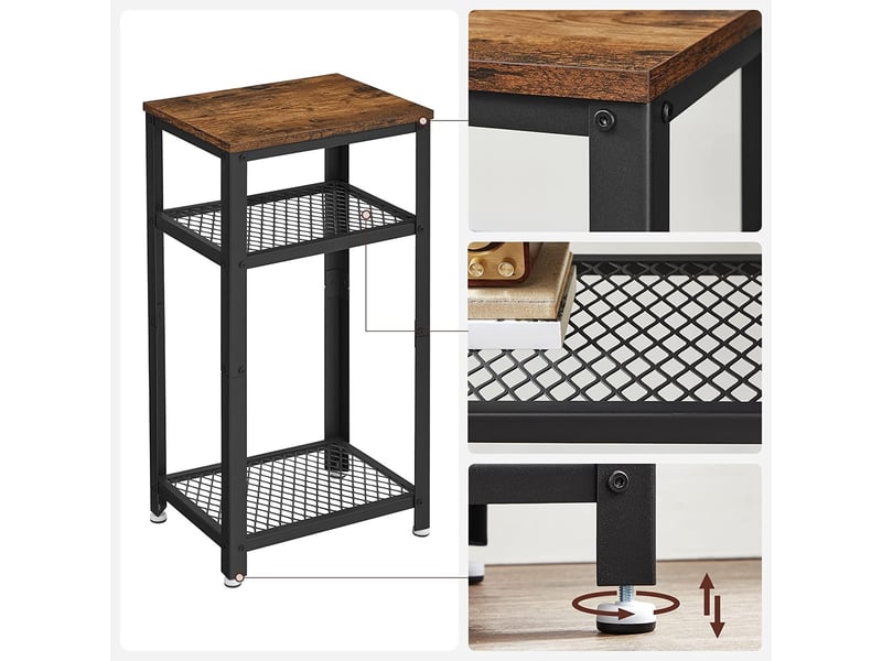  Table d'appoint haute style industriel rustique avec étagères grillagées let75bx  - Conforama D