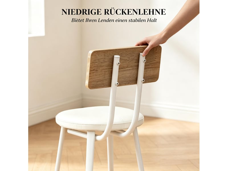  Lot de 2 tabourets de bar bicolores avec dossier, assise rembourrée et repose-pieds, style industriel moderne  - Conforama D