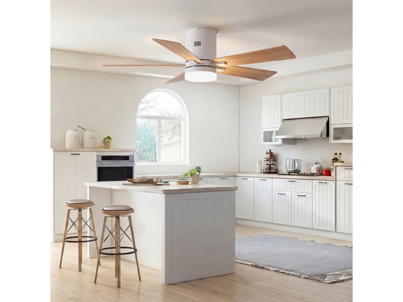  Ventilateur de plafond avec lumière led, 6 vitesses de ventilation, éclairage tricolore, bois  - Conforama D