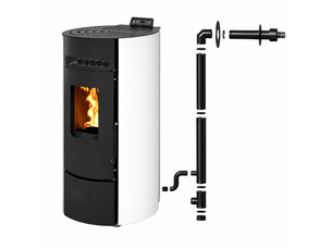 Pack poêle à granulés étanche leandro 9 kw + kit ventouse - blanc