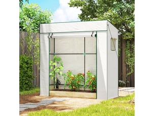 Serre de tomates en film avec porte enroulable, fenêtres moustiquaires et toit incliné 196 x 77 x 197 cm blanc evryae
