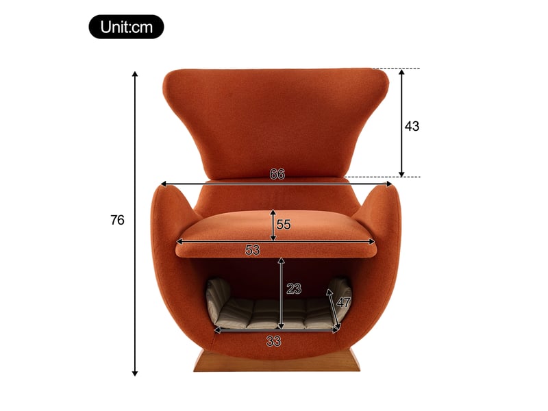  Fauteuil avec niche intégrée ou petit chien, assise rembourrée en tissu résistant aux griffures rouge brique  - Conforama D