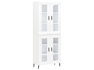 Buffet haut - bahut - meuble de rangement blanc 69,5x34x180 cm bois d'ingénierie