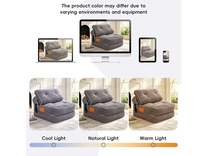  Fauteuil-lit convertible pliant 95x90x65 cm gris sans matelas  - Conforama D