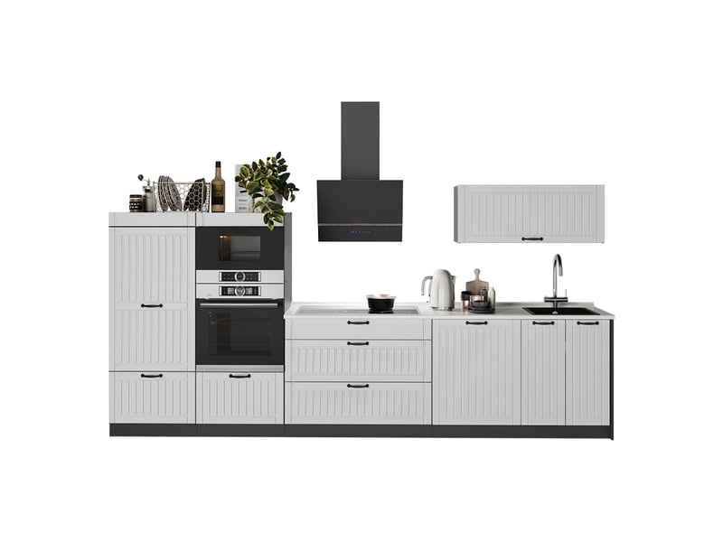 Vicco cuisine, blanc campagneanthracite, 340cm, pt marbre - Conforama E