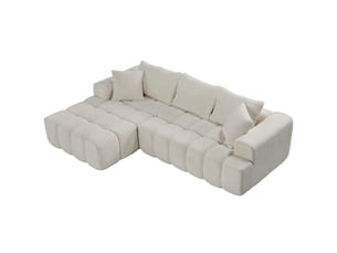 Canapé d'angle gauche fixe <strong>MODENUIT </strong> <strong></strong> 3 places Tissu blanc