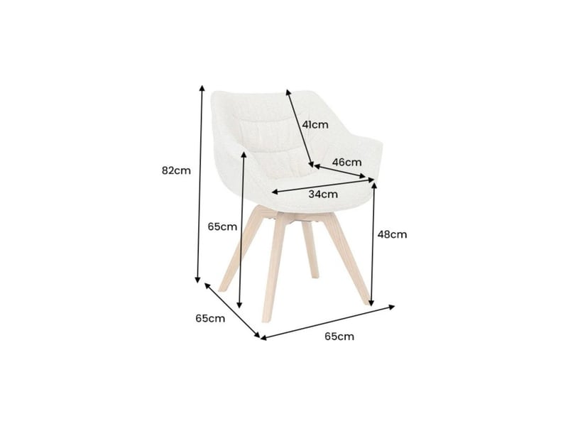  Lot de 2 chaises design comfy pivotantes en tissu tweed bouclette beige et pieds en chêne clair  - Conforama C
