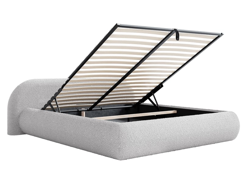  Selsey shels - lit rembourré - 200x200 cm - bouclé gris clair Shels Low - Conforama D