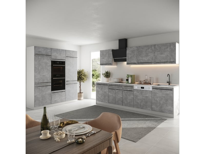  Vicco cuisine, bétonblanc, 180cm plan de travail anthracite  - Conforama C