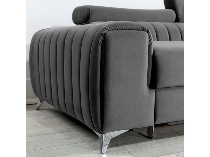  Canapé d'angle droit gris foncé convertible 3 places jayson avec couchage  - Conforama C