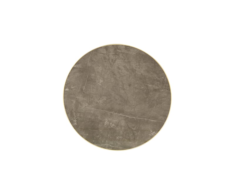  Table basse ronde effet marbre avec pied central en métal, pour salon ou chambre, 60 × 73,7 cm, gris  - Conforama C