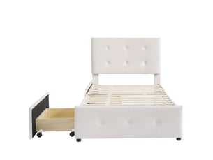 Lit avec rangement 90x200 cm    coloris beige