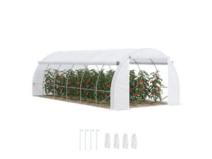 Serre de jardin 18 m² 6l x 3l x 2h m avec porte + parois latérales zippées enroulables, 12 fenêtres, acier pe