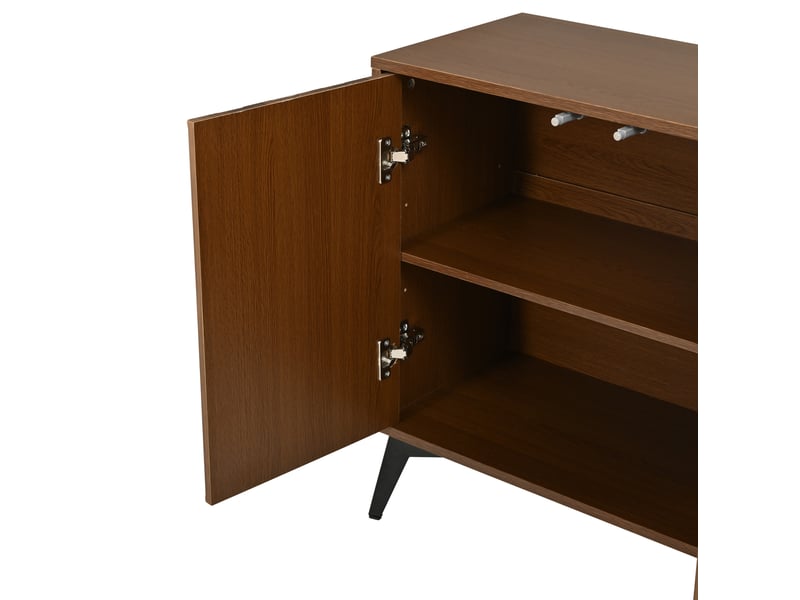  Buffet 4 portes avec étagères réglables 140x35x70 cm mdf coloris noyer  - Conforama R