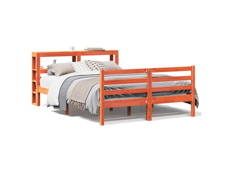 Lit double- lit adulte - cadre de lit sans matelas marron 120x190cm bois pin massif - Conforama A