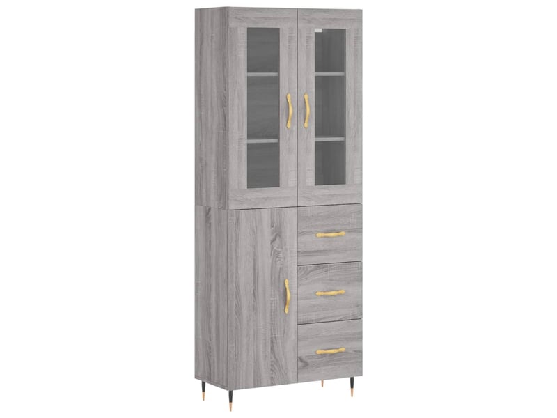  Buffet haut - bahut - meuble de rangement sonoma gris 69,5x34x180 cm bois d'ingénierie  - Conforama A