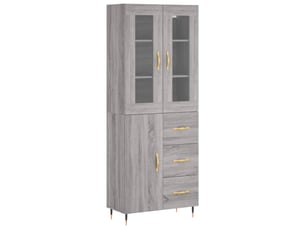 Buffet haut - bahut - meuble de rangement sonoma gris 69,5x34x180 cm bois d'ingénierie