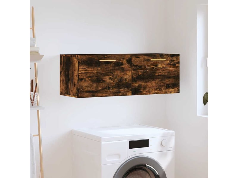  Armoire murale salon chêne fumé 100x36,5x35cm bois d'ingénierie shl5389  - Conforama B