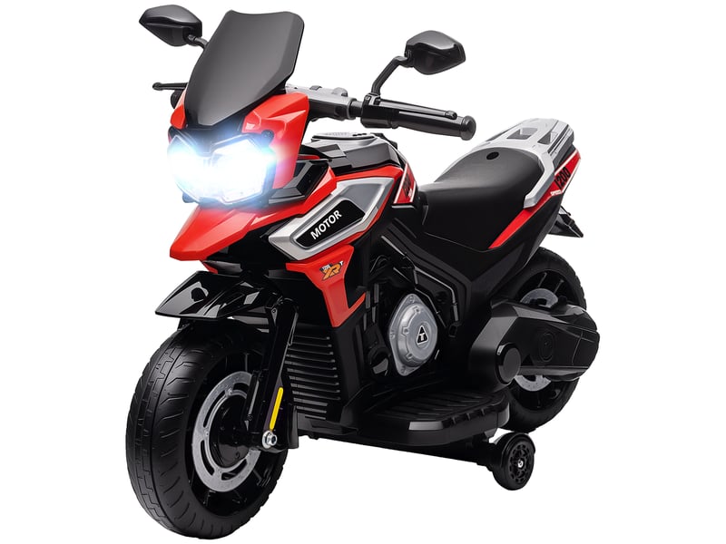  Moto électrique enfants 6 v, voiture électrique enfants avec roues d'entraînement, musique, effets lumineux, rouge  - Conforama B