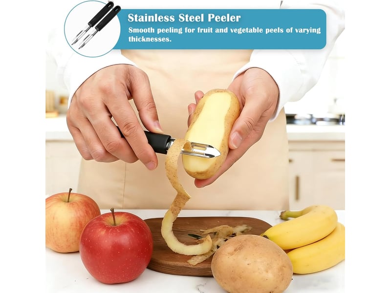  2 pièces éplucheur en acier inoxydable, éplucheur universel pour légumes, pour éplucher pommes de terre, carottes,légumes et fruits  - Conforama D