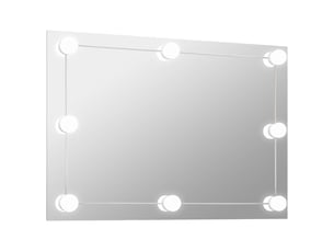 Miroir mural sans cadre avec lampes led rectangulaire verre cf62877