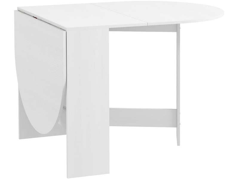Table à manger pliante 6 personnes - table design ovale effet bois blanc - Conforama A