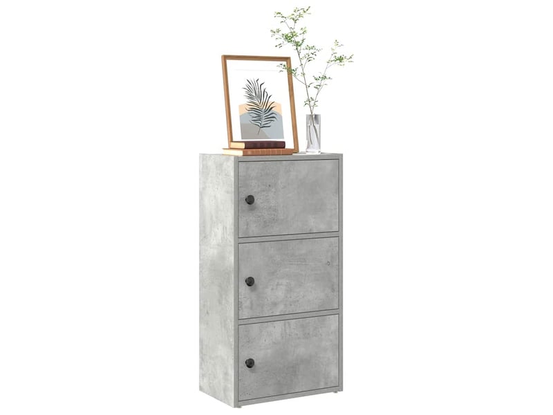  Bibliothèque, meuble de rangement salon gris béton 40x24x77 cm bois d'ingénierie  - Conforama B
