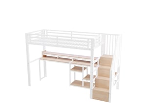Lit mezzanine 90x200 cm <strong></strong>  <strong></strong> coloris blanc