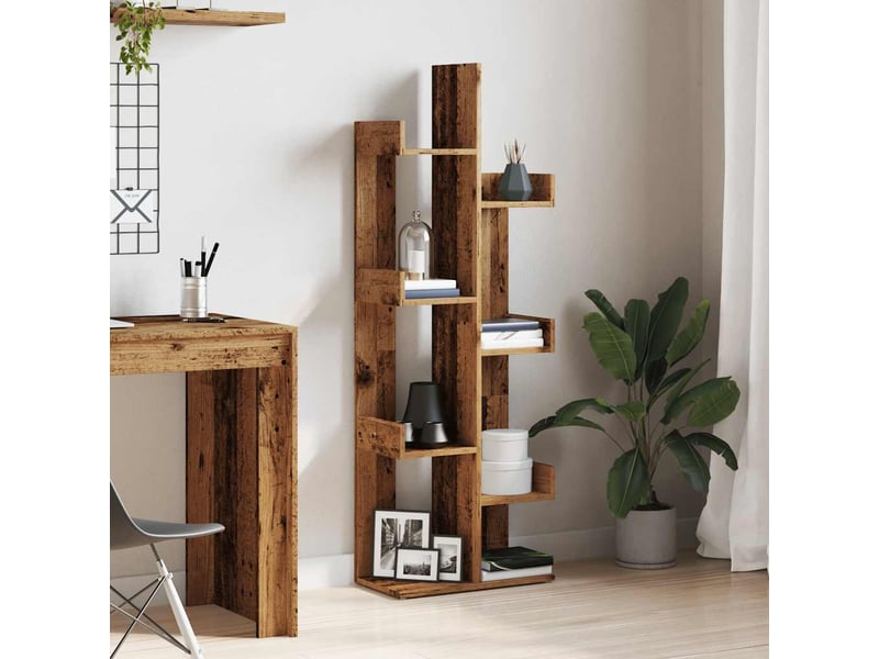  Bibliothèque, meuble de rangement salon vieux bois 48x25,5x140 cm bois d'ingénierie  - Conforama C