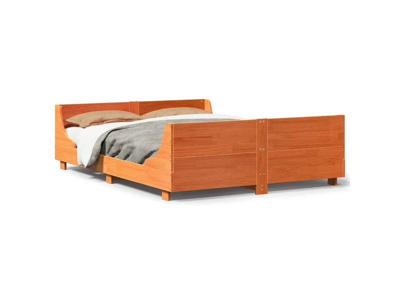  Lit double- lit adulte -  cadre de lit sans matelas  marron 135x190cm bois pin massif  - Conforama A