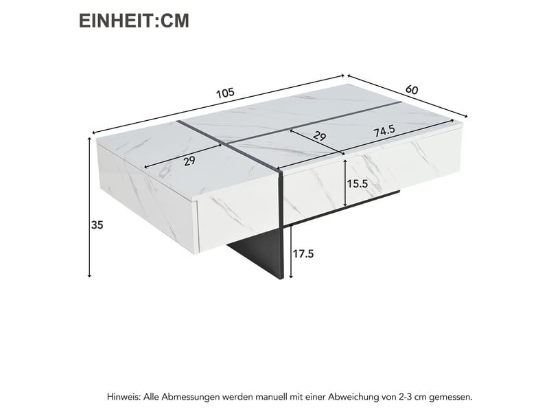  Table basse contemporaine blanche avec éclairage led, plateau à haute brillance et motif marbre - coforama  - Conforama C