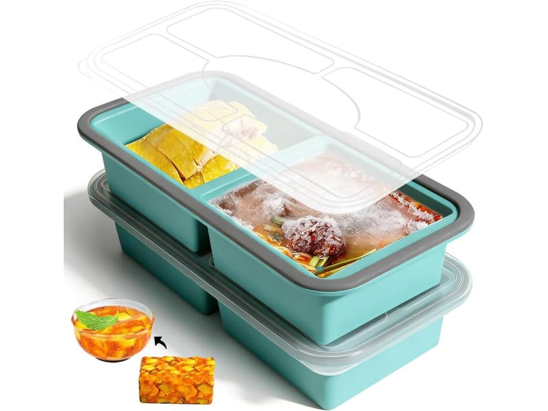  Moule à soupe en silicone avec couvercle, boîte à lunch compartimentée, 2 compartiments, 1000 ml, ensemble de 2 pièces, bleu ZYS01843LHY - Conforama A