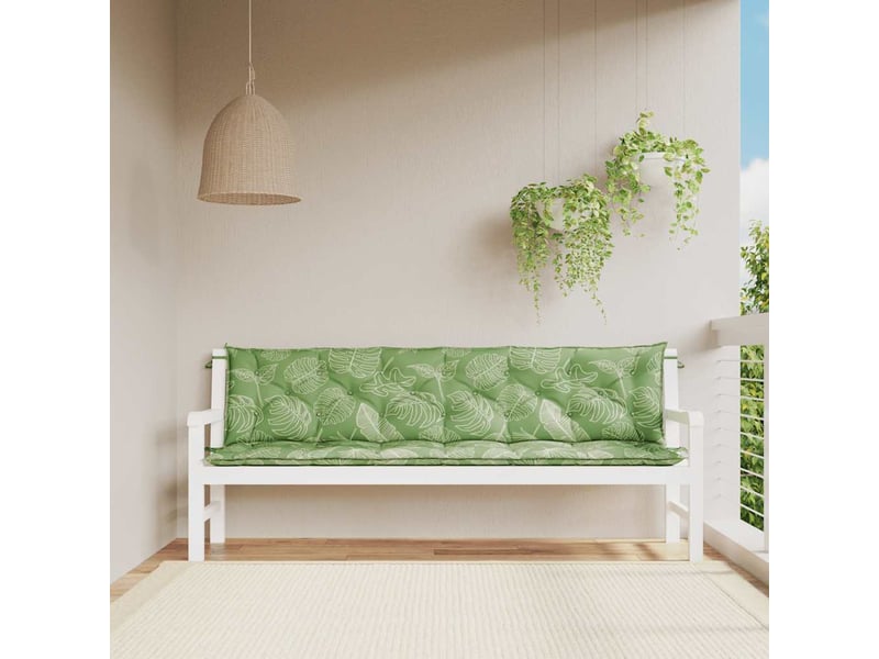 Lot de 2 coussins de banc de jardin, coussins d'assise motif de feuilles tissu cf58672 - Conforama C