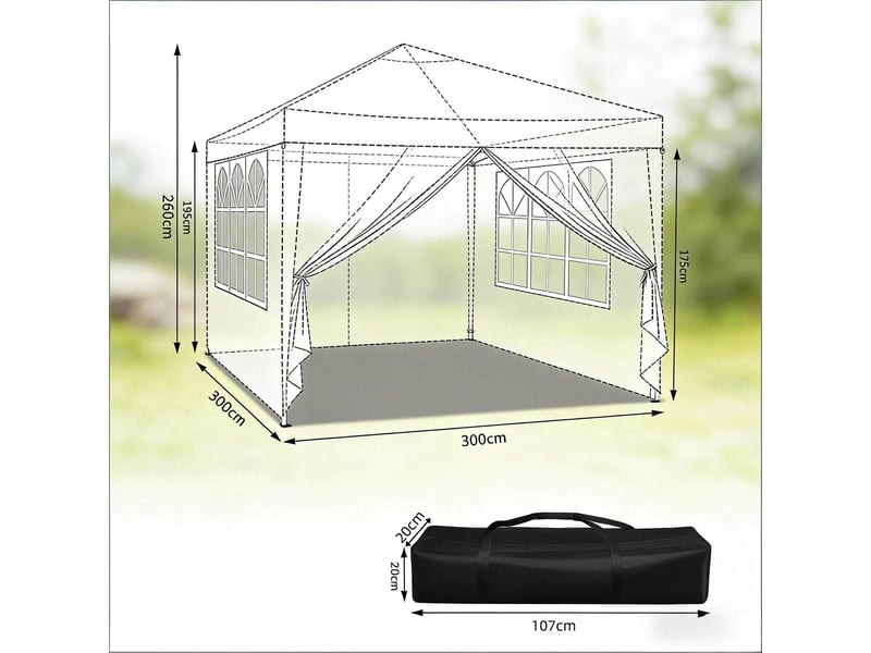 Gazebo de jardin beige 3x3 m, pavillon pliable pour mariage, terrasse et événements - Conforama C